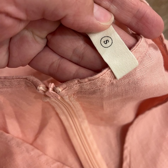 Grae Cove Adelita Midi Dress Sz Small Pink Linen Babydoll Ruffle Soft Feminine - Picture 9 of 10